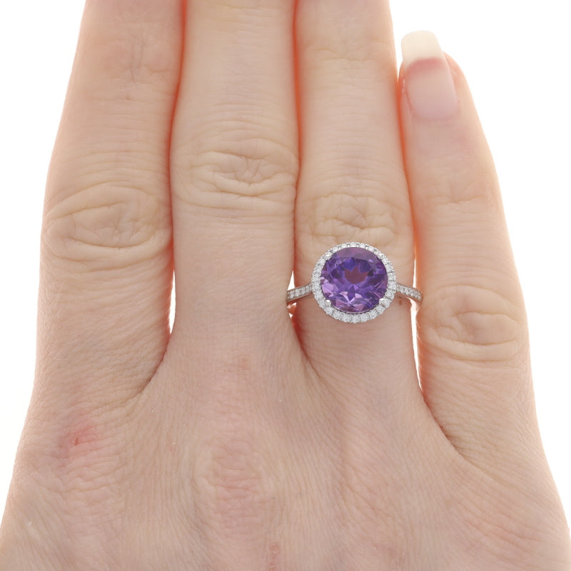 2.59ctw Amethyst and Diamond Ring White Gold