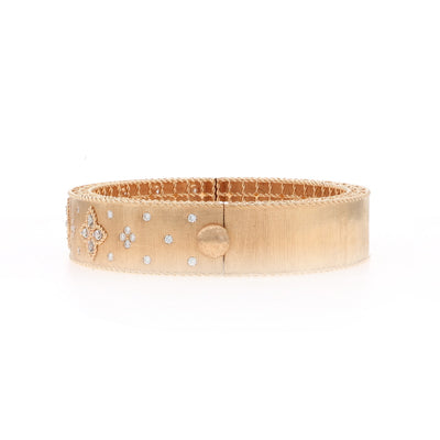 Roberto Coin Venetian Princess Satin Bangle .67ctw Diamond and Ruby Bracelet Rose Gold
