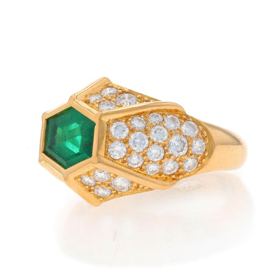 Hammerman Brothers 4.15ctw Emerald and Diamond Ring Yellow Gold