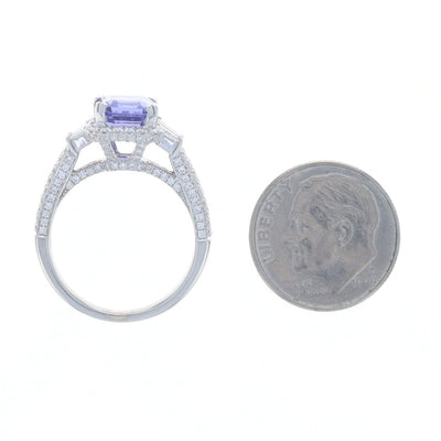 3.51ctw Tanzanite and Diamond Ring White Gold