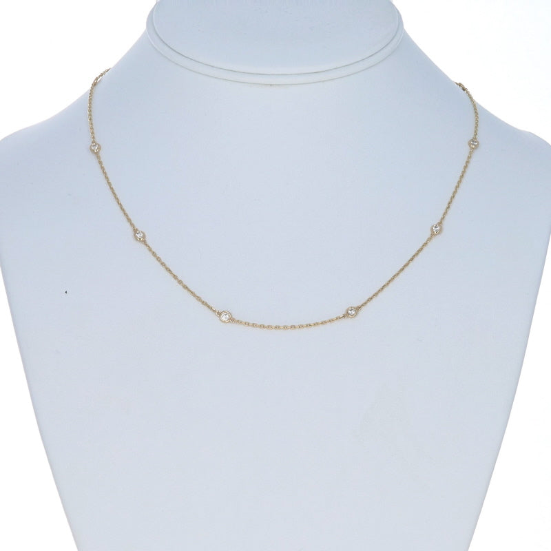 .56ctw Diamond Diamond Cut Cable Chain Station Necklace Yellow Gold