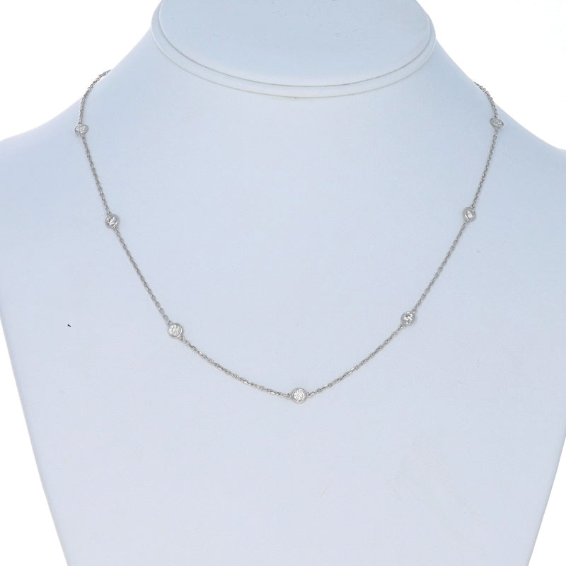 1.07ctw Diamond Diamond Cut Cable Chain Station Necklace White Gold