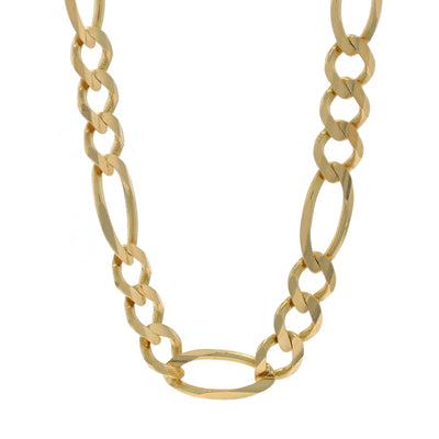 Men's Diamond Cut Figaro Chain Necklace Yellow Gold