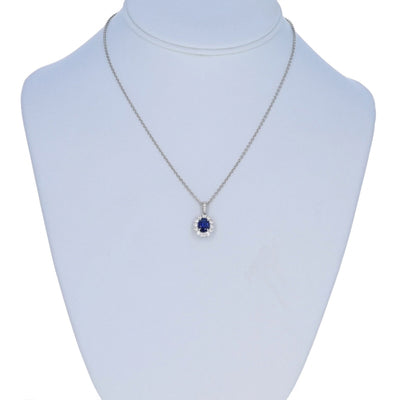 1.98ctw Sapphire and Diamond Pendant Necklace White Gold