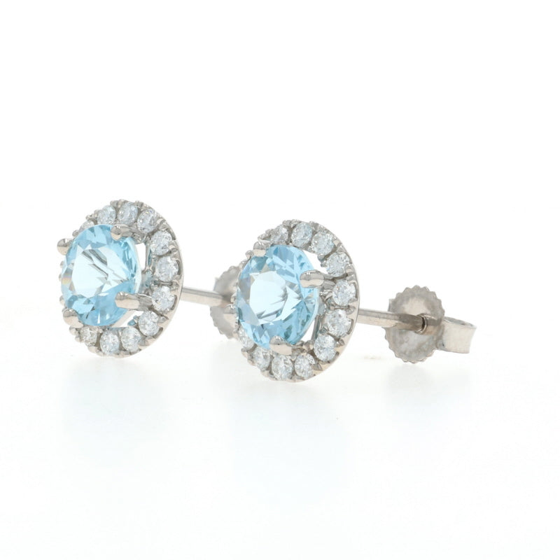 1.59ctw Aquamarine and Diamond Earrings White Gold
