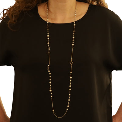 David Yurman Bijoux Quatrefoil Necklace Pearl Station Necklace Sterling Silver