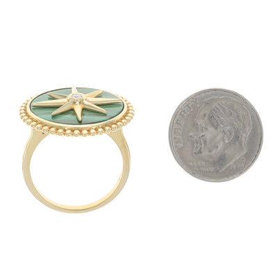 Malachite and Diamond Ring Yellow Gold