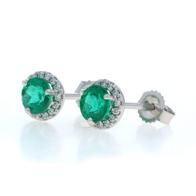 .94ctw Emerald and Diamond Earrings White Gold