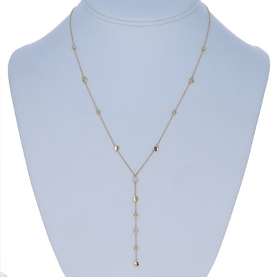 Diamond Cable Station Chain Pendant Necklace Yellow Gold