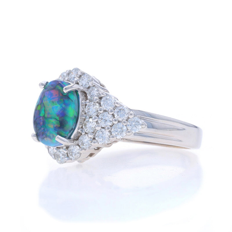 2.55ctw Opal and Diamond Ring White Gold