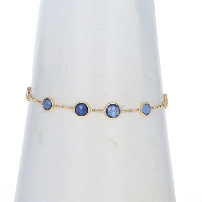 4.50ctw Sapphire and Diamond Station Bracelet Yellow Gold