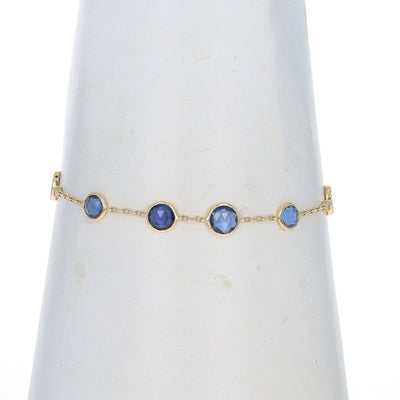 4.50ctw Sapphire and Diamond Station Bracelet Yellow Gold