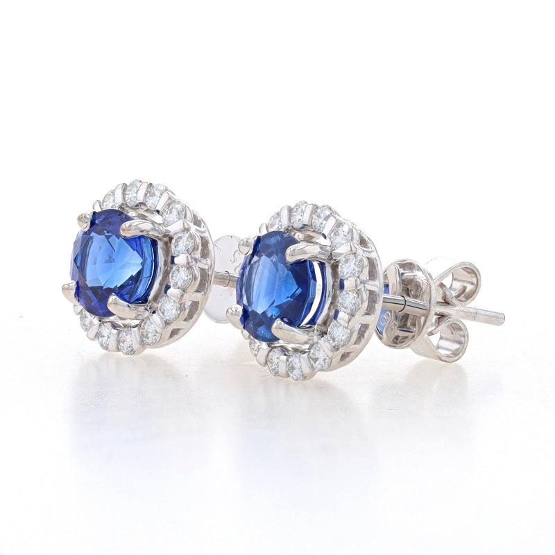 2.44ctw Sapphire and Diamond Earrings White Gold