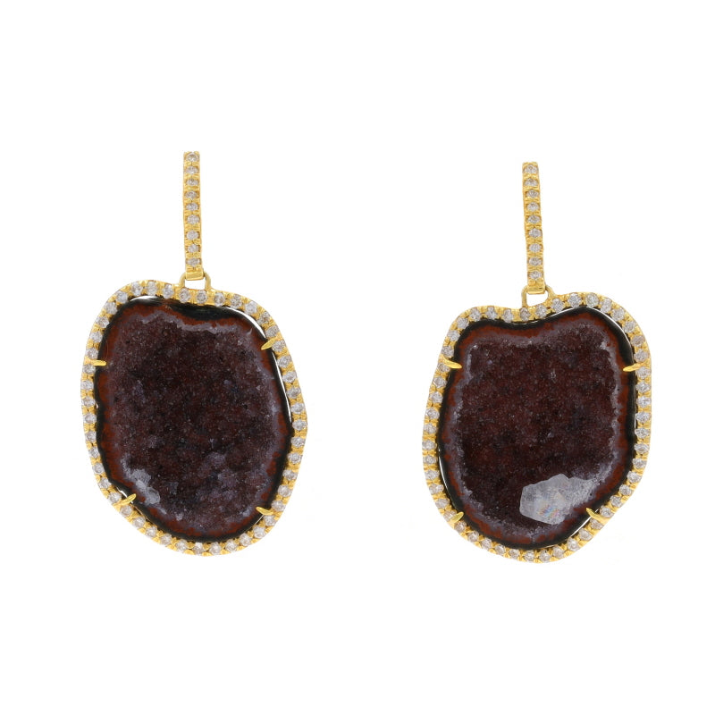 1.50ctw Geode and Diamond Earrings Yellow Gold