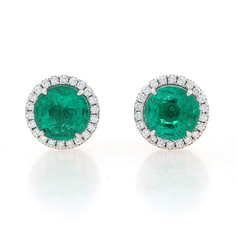 2.61ctw Emerald Earrings White Gold