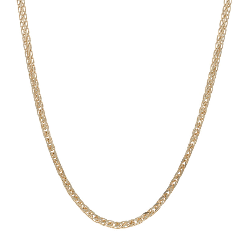 Diamond Cut Wheat Chain Necklace Yellow Gold