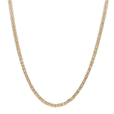 Diamond Cut Wheat Chain Necklace Yellow Gold