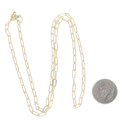 Paperclip Chain Necklace Yellow Gold