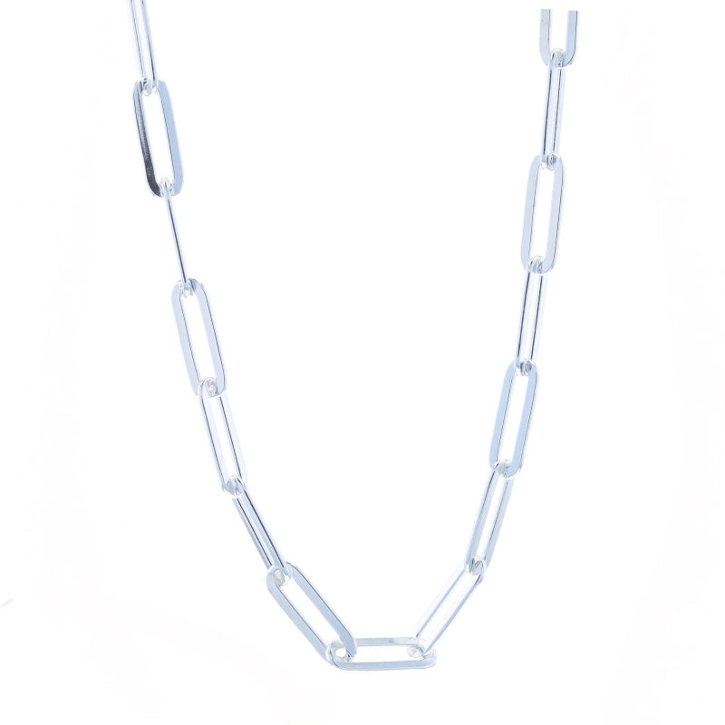 Paperclip Chain Necklace Sterling Silver