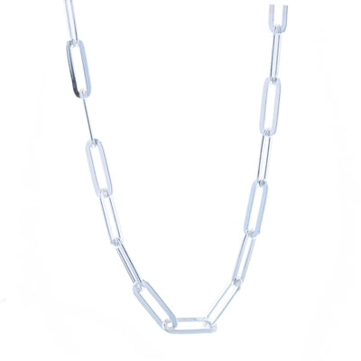Paperclip Chain Necklace Sterling Silver