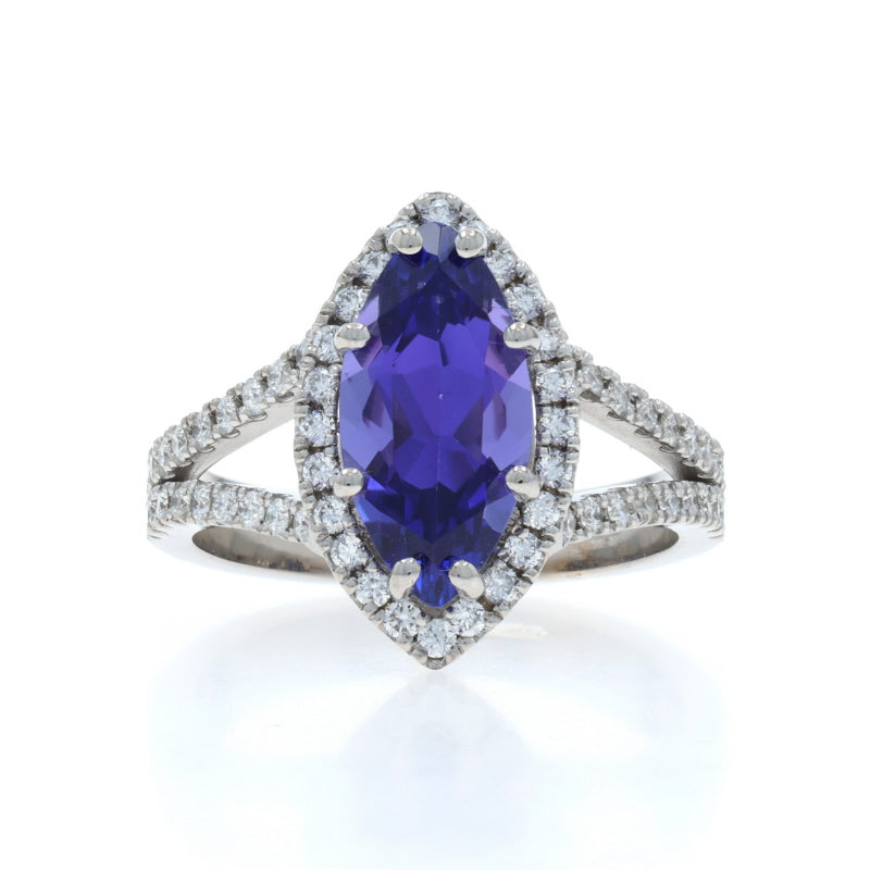 3.20ctw Tanzanite and Diamond Ring White Gold