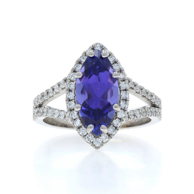 3.20ctw Tanzanite and Diamond Ring White Gold