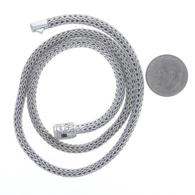John Hardy Icon 5mm 16" Necklace .19ctw Diamond Wheat Chain Necklace Sterling Silver