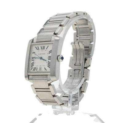 Cartier Tank Francaise Sapphire Men's Watch 2302 Stainless Steel Automatic