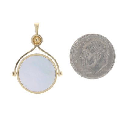 .12ctw Mother of Pearl and Diamond Pendant Yellow Gold