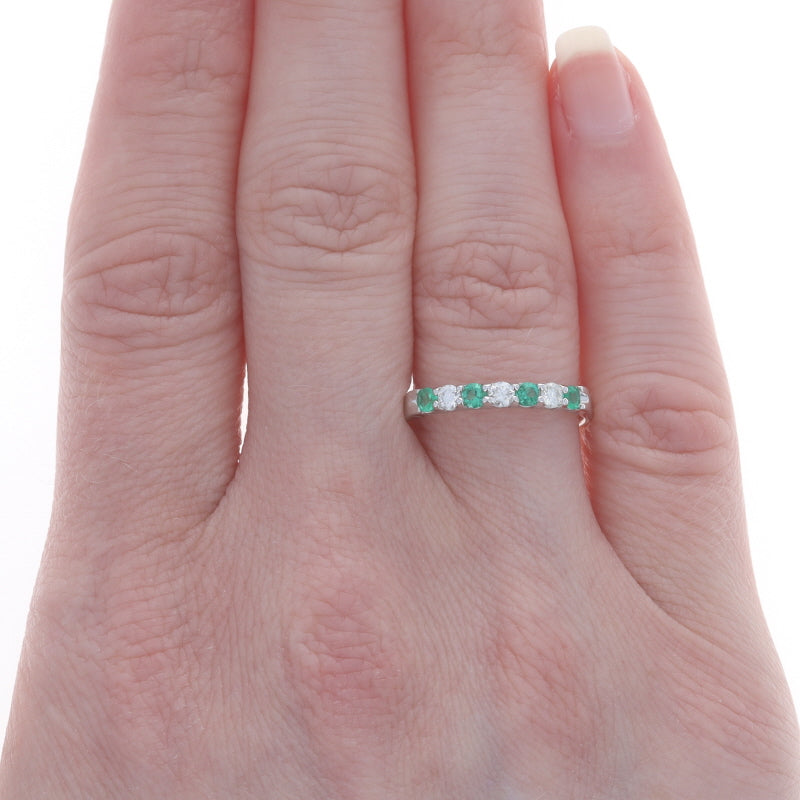 .45ctw Emerald and Diamond Band White Gold