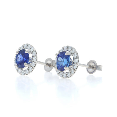 2.42ctw Sapphire and Diamond Earrings White Gold