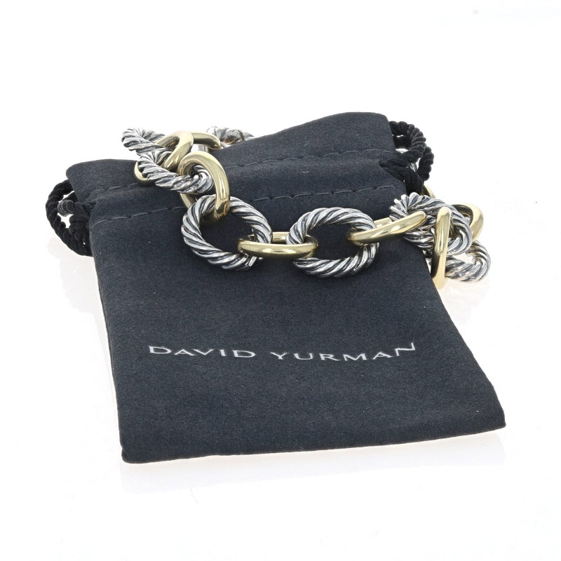 David Yurman Cable Oval Link Bracelet (older style with solid 18k gold links) Cable Bracelet Sterling Silver