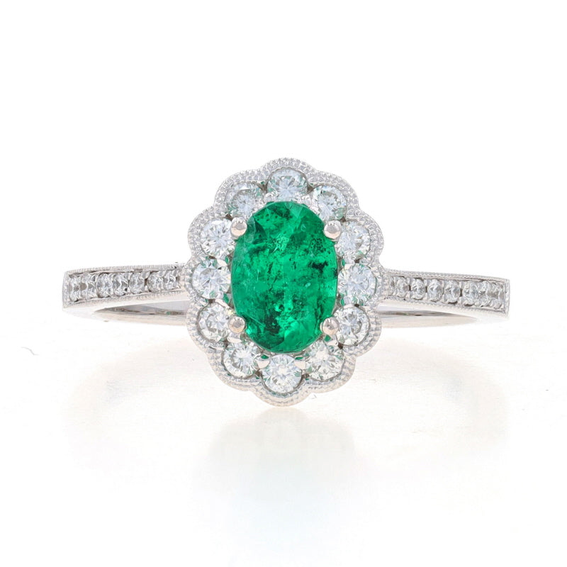 .92ctw Emerald and Diamond Ring White Gold