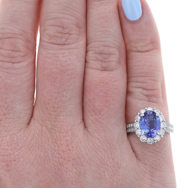 4.81ctw Tanzanite and Diamond Women's Ring White Gold