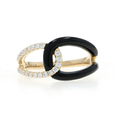 .22ctw Onyx and Diamond Women's Ring Yellow Gold