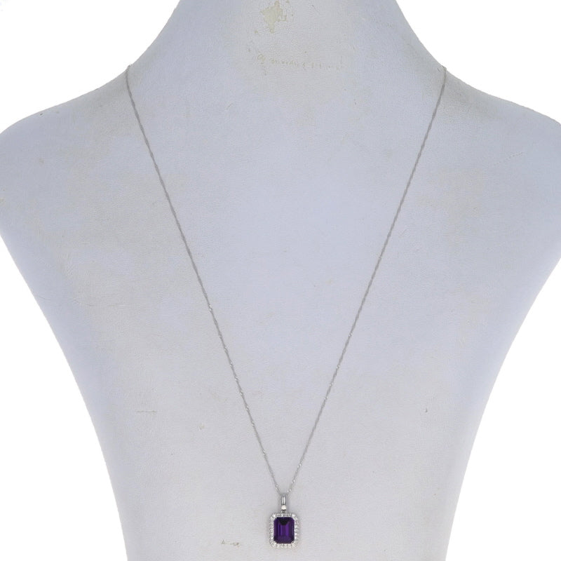 2.06ctw Amethyst and Diamond Pendant Necklace White Gold