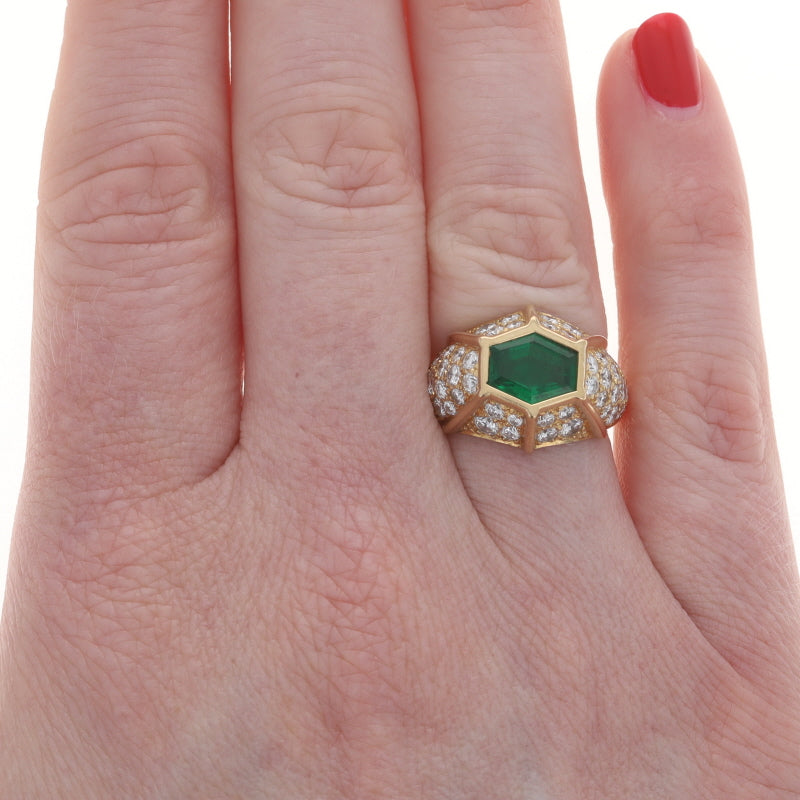 Hammerman Brothers 4.15ctw Emerald and Diamond Ring Yellow Gold