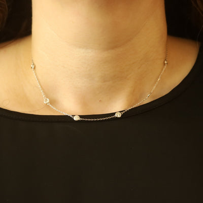 1.94ctw Diamond Diamond Cut Cable Chain Station Necklace White Gold