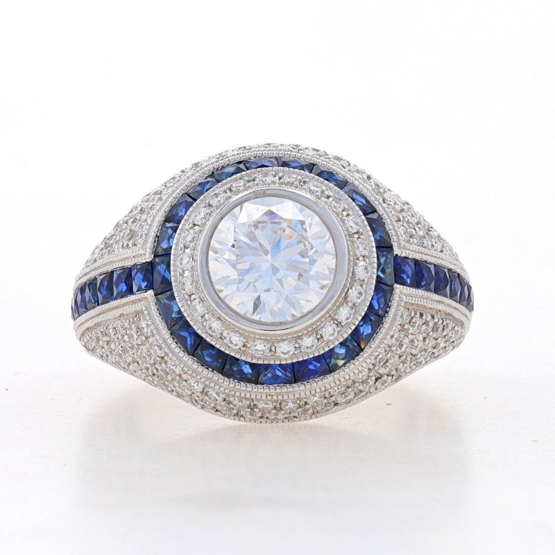 Beverly K 2.01ctw Cubic Zirconia Placeholder and Sapphire Ring White Gold