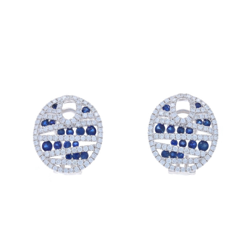 1.83ctw Sapphire and Diamond Earrings White Gold