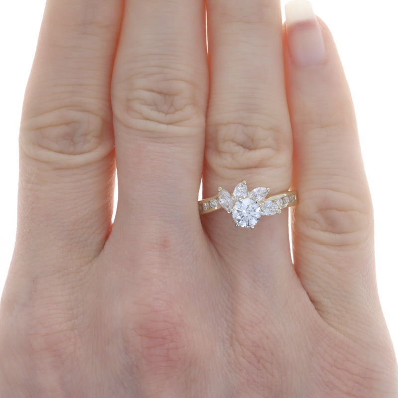 2.06ctw Diamond and Diamond Engagement Ring & Wedding Band Yellow Gold