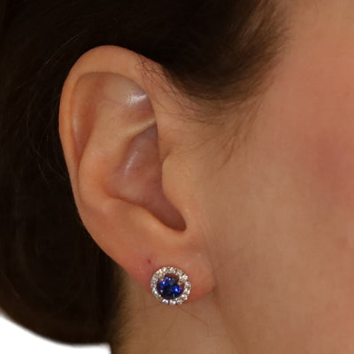 2.42ctw Sapphire and Diamond Earrings White Gold