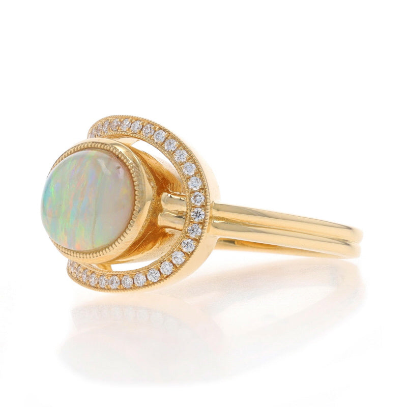 2.09ctw Opal and Diamond Ring Yellow Gold