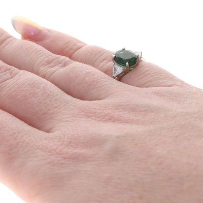 3.96ctw Tsavorite Garnet and Diamond Ring Platinum