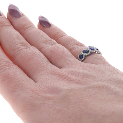 2.12ctw Sapphire and Diamond Band White Gold