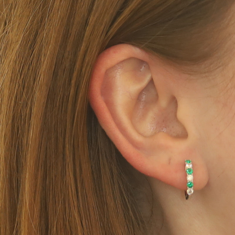 .74ctw Emerald and Diamond Earrings White Gold