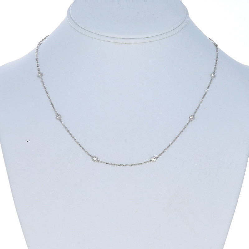 .56ctw Diamond Diamond Cut Cable Chain Station Necklace White Gold