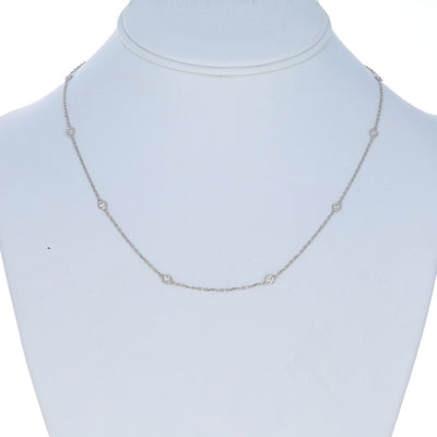 .56ctw Diamond Diamond Cut Cable Chain Station Necklace White Gold