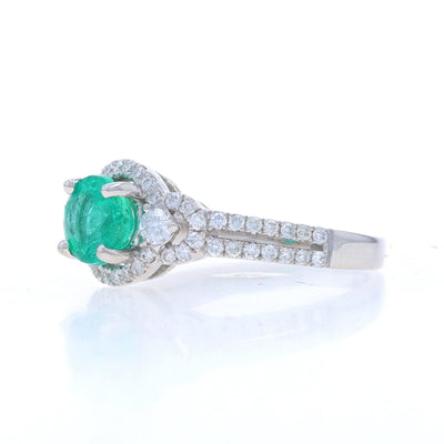 1.46ctw Emerald and Diamond Ring White Gold