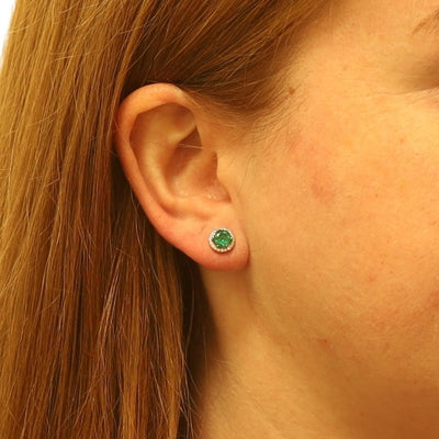 .94ctw Emerald and Diamond Women's Earrings White Gold